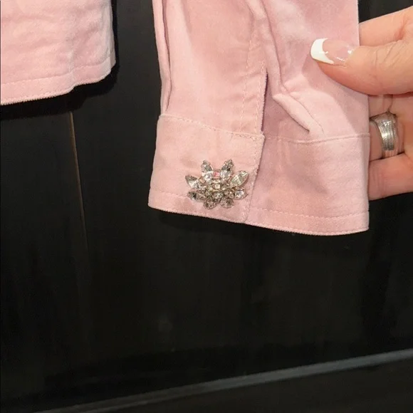 Berek Light Pink Jean Jacket with Embellished Buttons - Picture 5 of 9